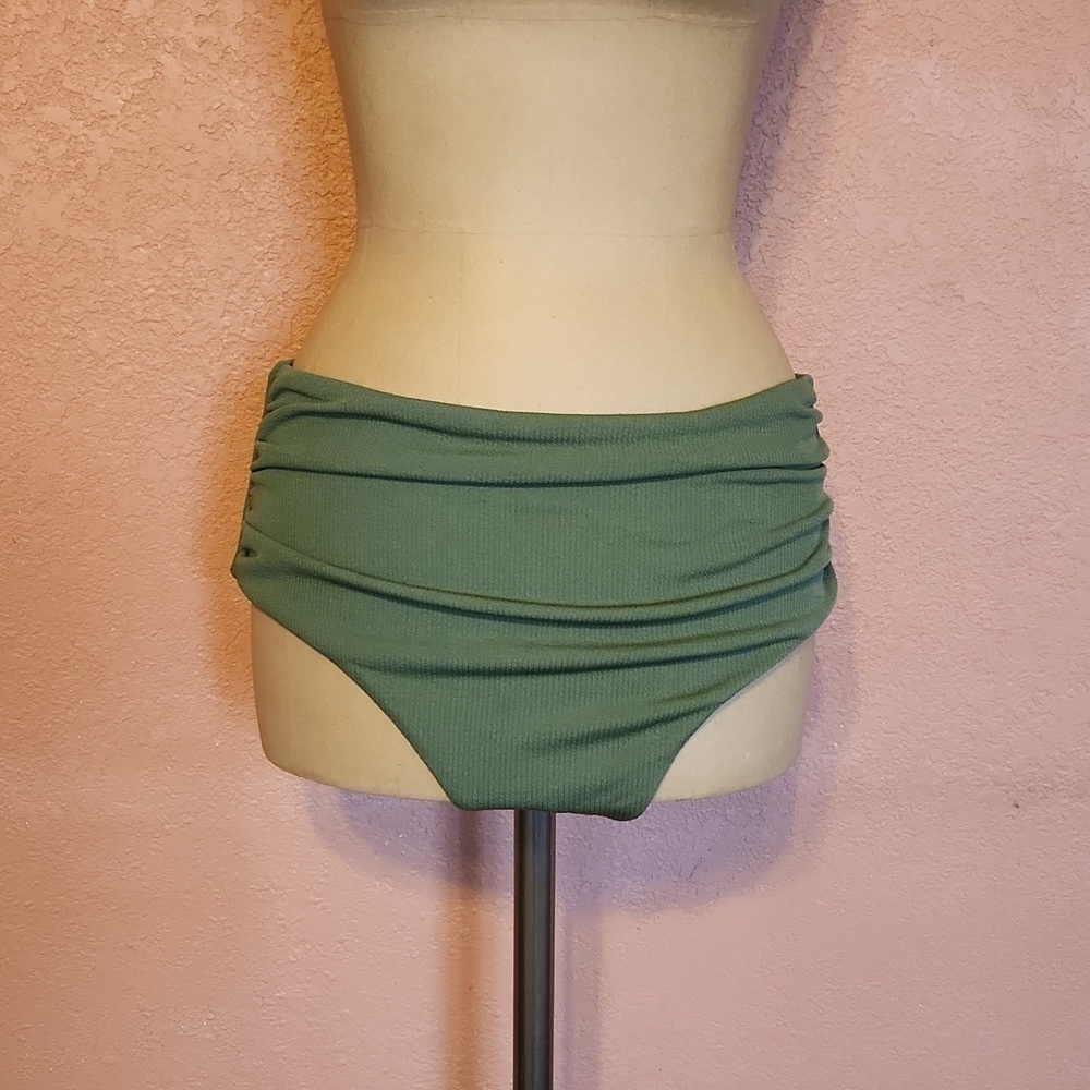 3 pairs bikini bottoms Green maroon floral beach swim vacation travel Size large